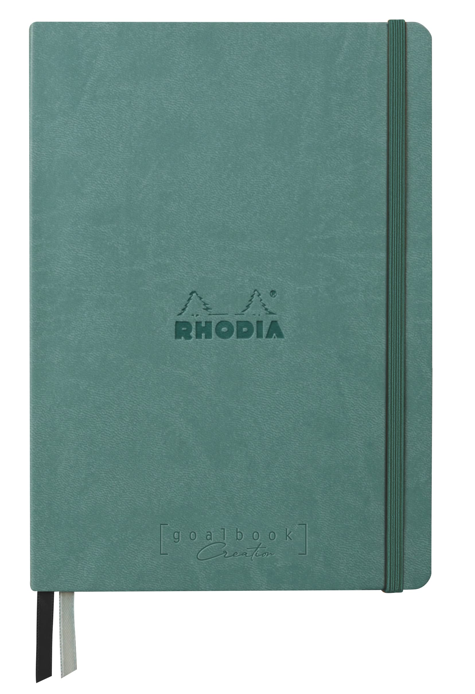 RHODIA 194448C, Rigid Notebook Journal Goalbook Creation Aqua, A5, 14,8x21cm, Dotted, 160 pages Paper Maya Black 120 g/m²