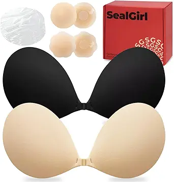 Sticky Bra Push Up - 2 Pairs Backless Strapless Bra Invisible Adhesive Bras for Wedding Prom with Nipple Pasties