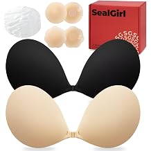 Sticky Bra Push Up - 2 Pairs Backless Strapless Bra Invisible Adhesive Bras for Wedding Prom with Nipple Pasties