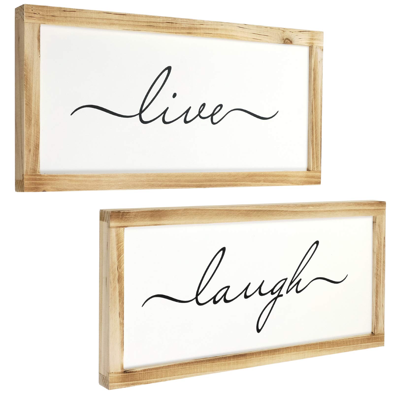 Excello Global Products Letreros con marco de madera de 8 x 17 – Live & Laugh