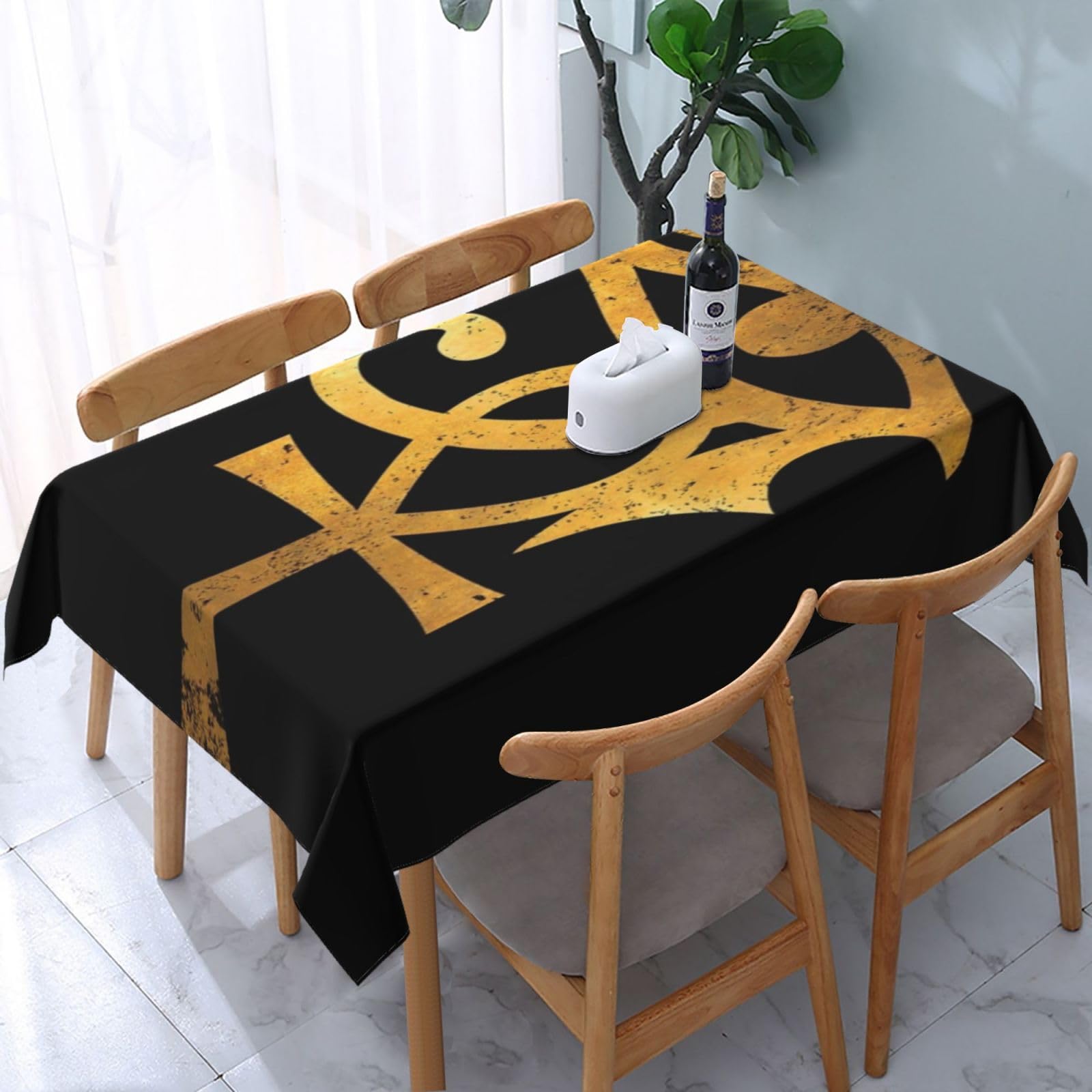 HLBSDM Ancient Egyptian Goddess Golden Eye Rectangle Tablecloth, Suitable for Wedding, Party and Restaurant Festival Gathering Event Polyester Fabric Decorative Tablecloth(54x72in)