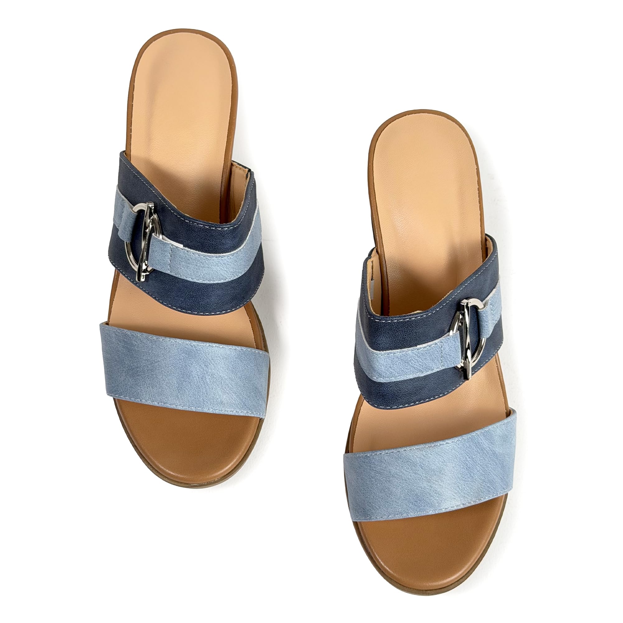 JOMIX Sandali Donna con Tacco Largo 4,8 cm Eleganti Estivi Ciabatte con Tacco Comodo Punta Aperta Mule Slip On con Fibbia Metallizzata per Ufficio Vacanze Tempo Libero