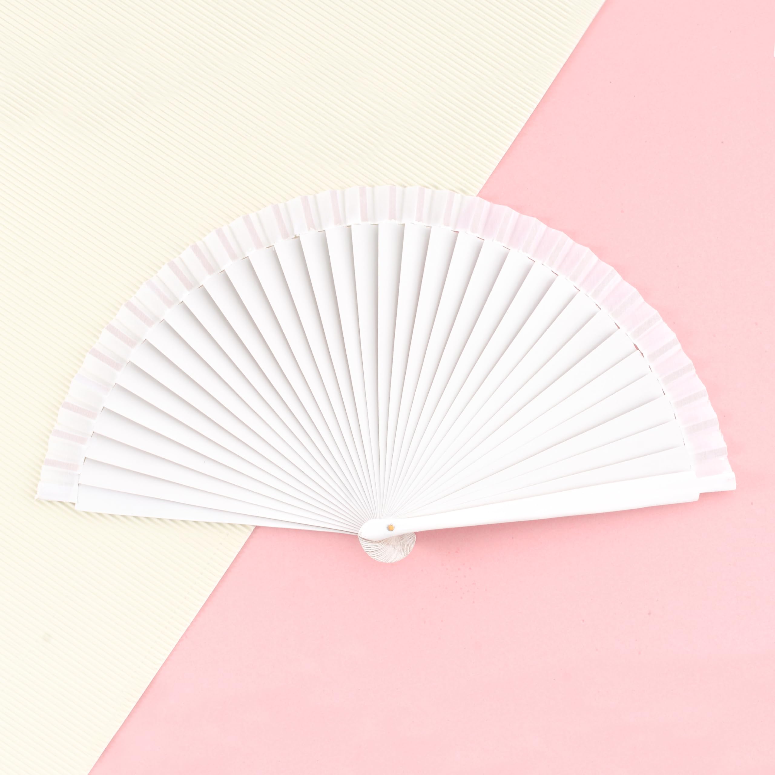 H.U.S.L® Pack 12 unds Abanicos Madera Españoles con Tela Lisa 19cm, Detalles para los Invitados, Regalos de Boda, Fiestas, Comuniones y Otros Eventos (Blanco_(19cm_12Unidades))