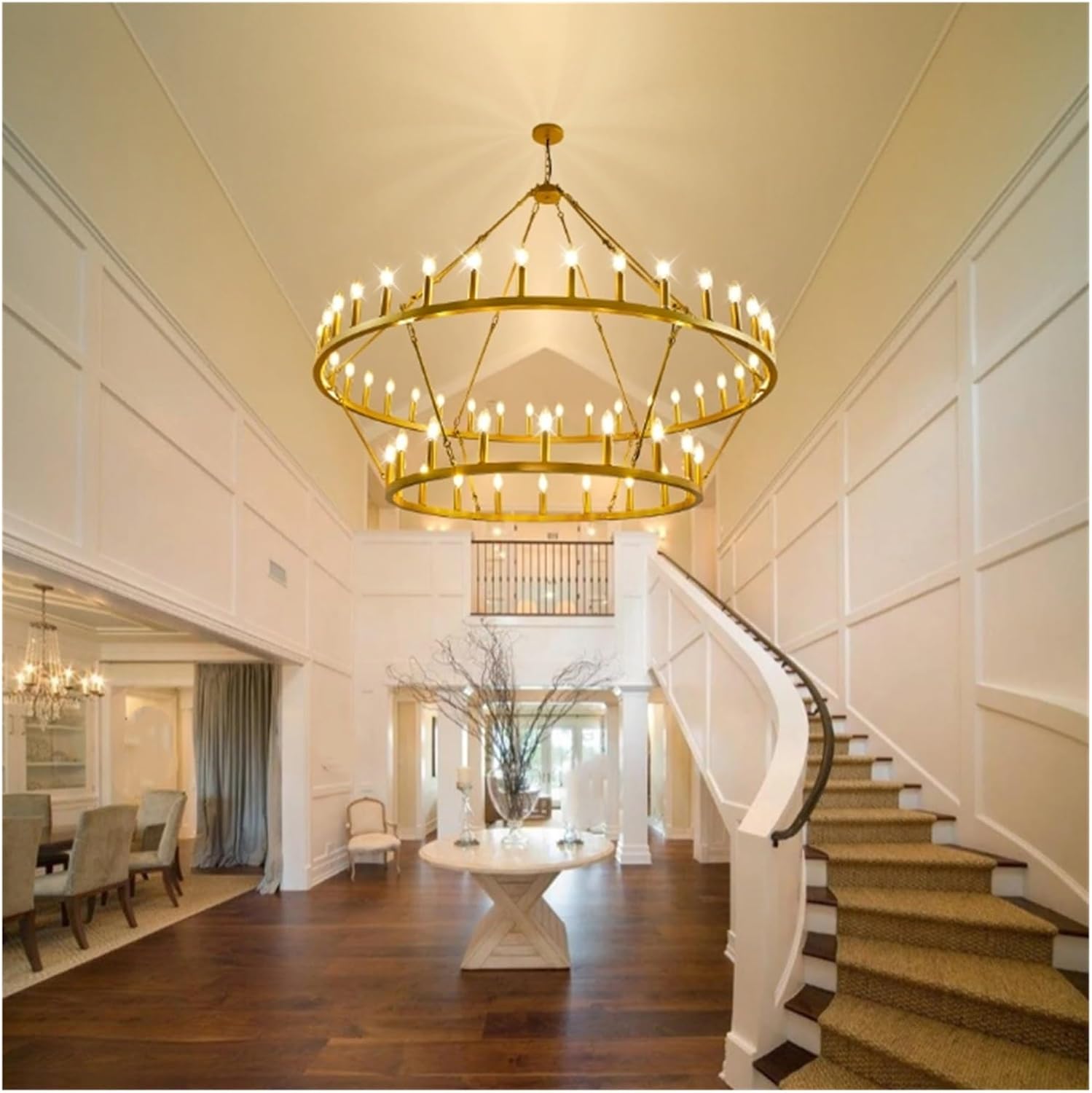 54 Candles, Double Layered Pendant Light, Rural Farmhouse Pendant Light,for Decoration