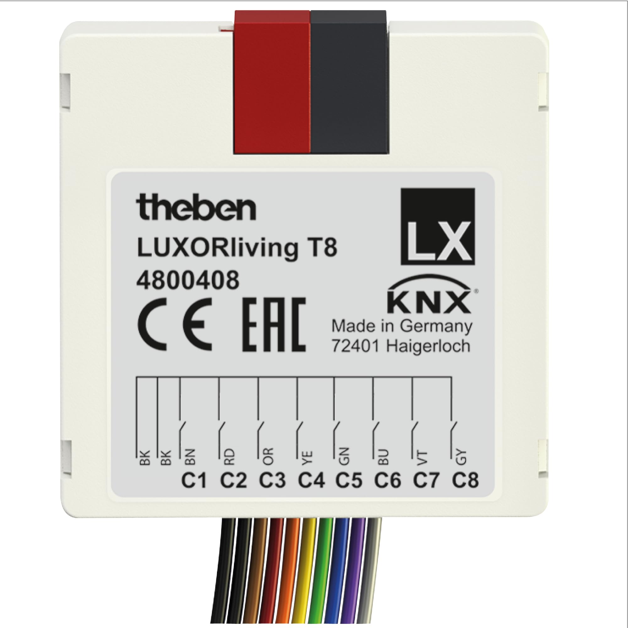 Theben 4800408 I LUXORliving T8 I 8-fach Binäreingang-Tasterschnittstelle I Softwarefunktionen Schalter/Taster, Dimmen, Jalousie I Für KNX Smart-Home System LUXORliving