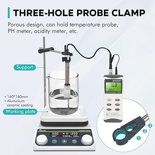 Miniatura 6 de LAB FISH Agitador magnético 8L Placa caliente 590.0 F590 Mezclador de agitación digital calentado 50-1500rpm Función de sincronización hacia