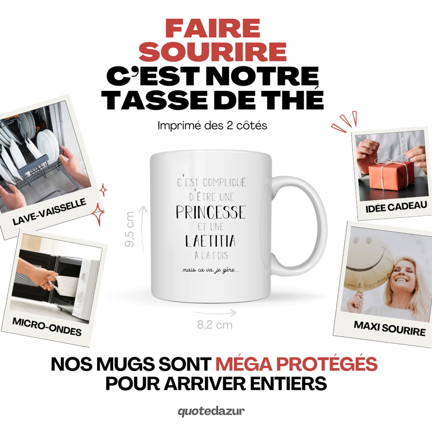 Tasse Laëtitia Pas Touche Panda | Mug Prénom Cadeau Anniversaire