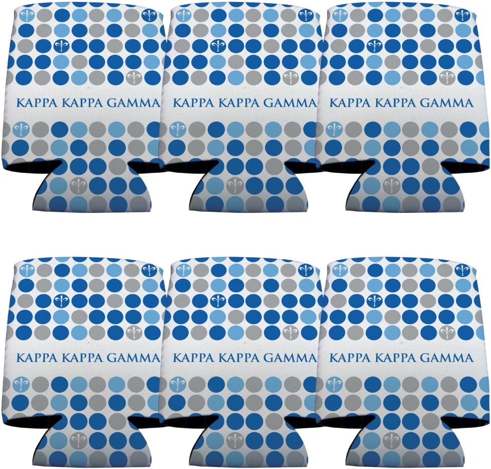 VictoryStore Can and Beverage Coolers - Kappa Kappa Gamma, Polka Dot Design, Set of 6