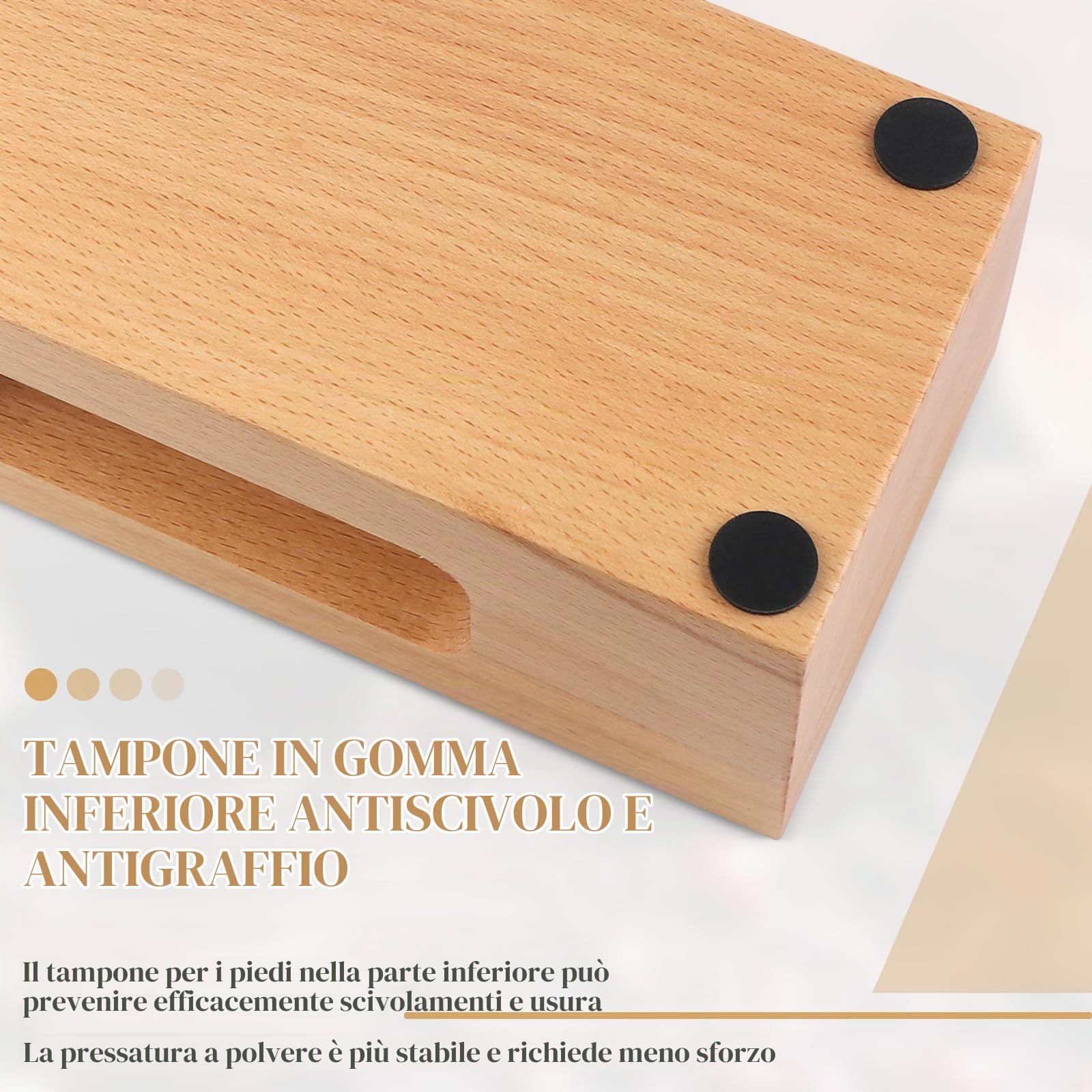 EFUTURETIME Coffee Tamper Station 58 mm Regolabile, Legno Antiscivolo
