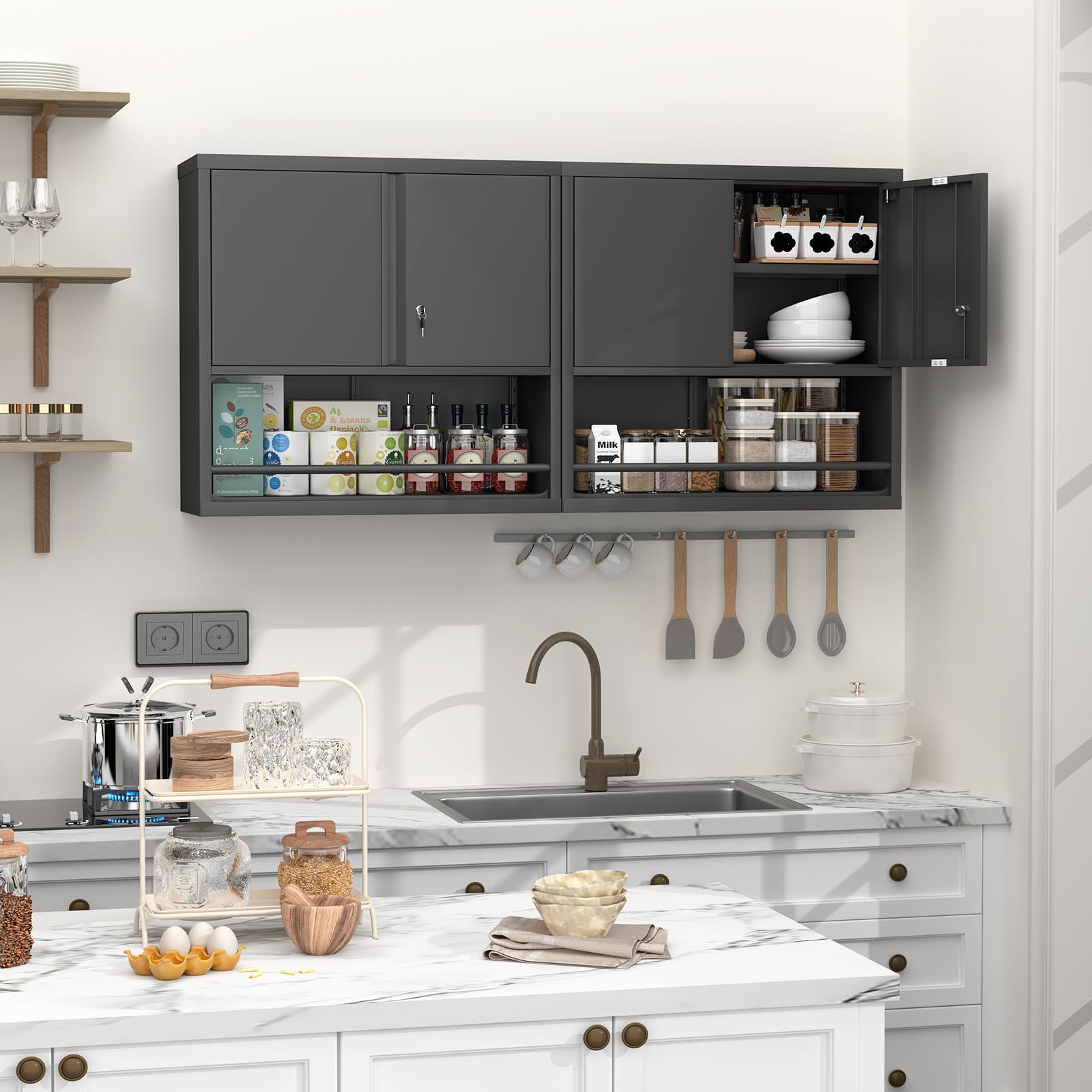 GREATMEET Metal Wall Cabinet, Wall Mounted Storage Cabinet For Garage - View #10