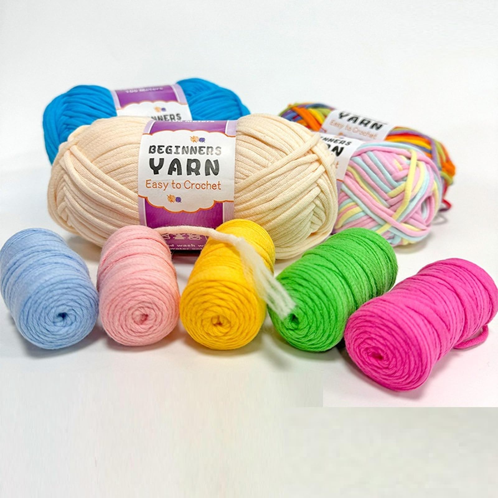 8pc Hilo para principiantes, hilo grueso de ganchillo de 3mm, hilo de tejer diy, 50g,CN04