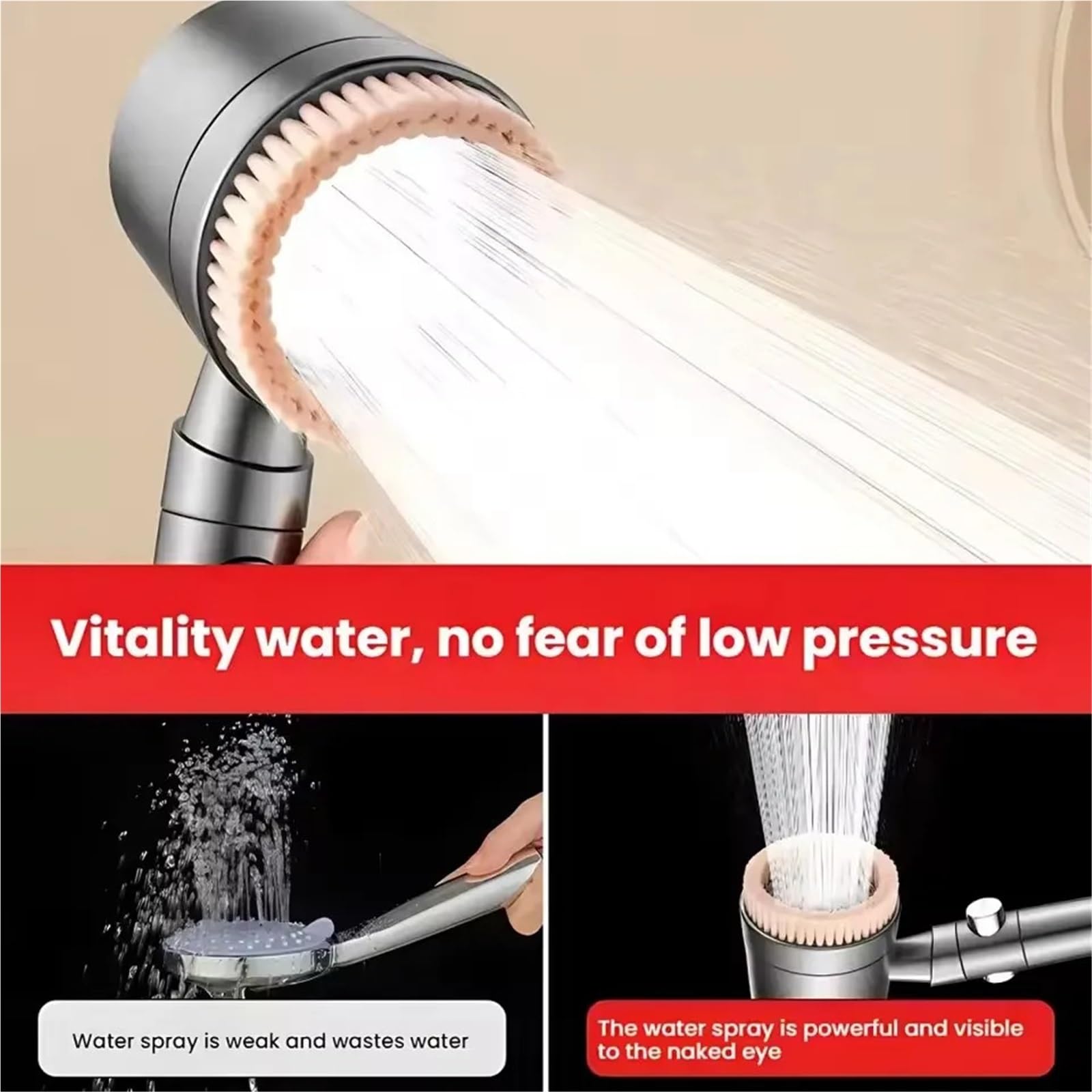 Soffione Doccia ad Alta Pressione con 5 modalità - Soffione Doccia Portatile con Filtro per Il Risparmio idrico, Completo di Tubo Flessibile e Supporto per Il Bagno, Che Aumenta Il