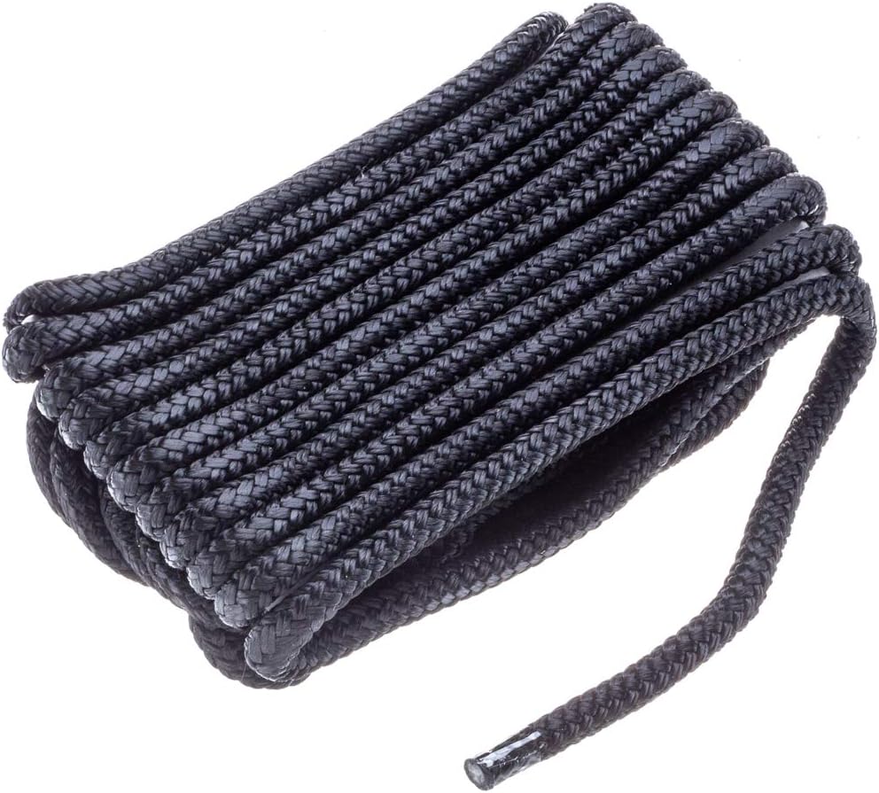 Attwood 117681-7 Premium Double Braided Nylon Dock Line, 3/8-Inch Thick, 25 Feet Long, Pre-Spliced One End, Black