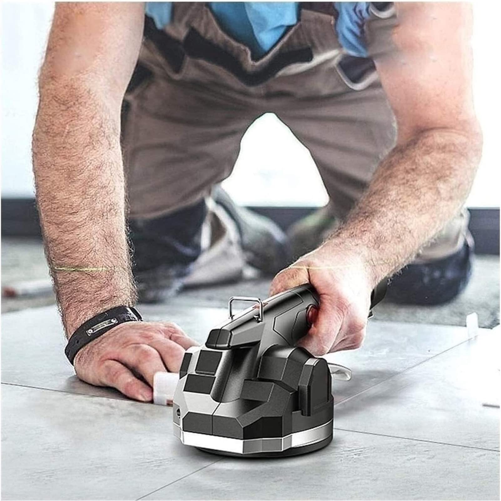 Vibratore per Piastrelle, Vibratore Manuale per Piastrelle, Strumento Automatico Valido per Pavimenti, Assorbimento Massimo 100 kg, per Ingegneria e Uso della Casa (Color : 1 Battery) (2 Bat