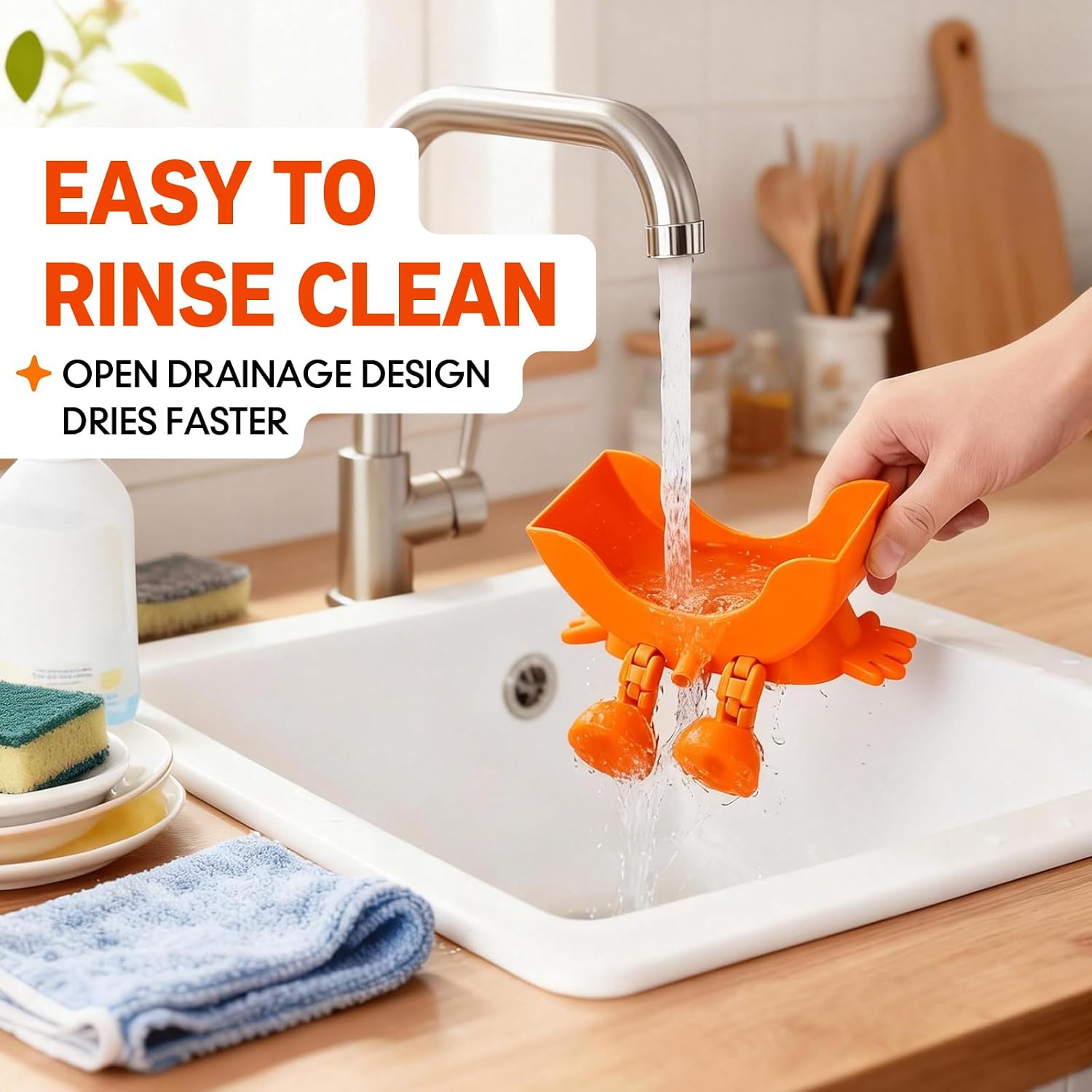 Cute Hanging Sponge Holder with Drainage, Peeing Scrub Sponge Holder, Ponge Holder for Kitchen Sink, Funny Sponge Stand for Kitchen Sink, 3D Printing Countertop Sponge Holders (Black)
