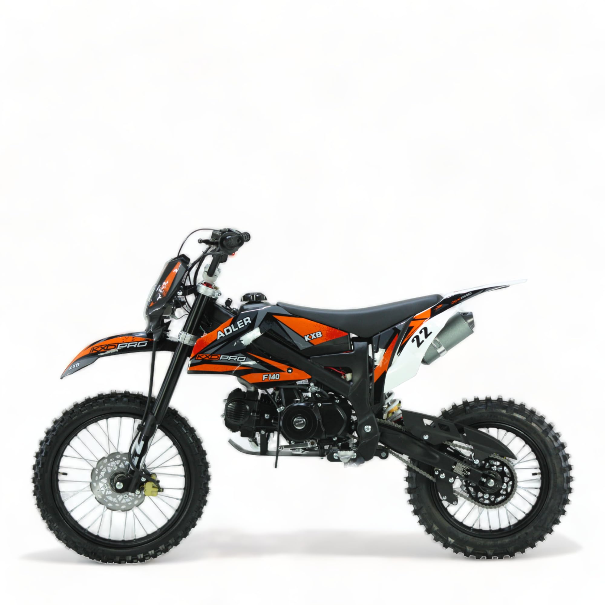 KXD 612 Adler 140CC 17″ 14″ Adler 140ccm Dirt Bike Cross Bike E&K mit Scheinwerfer Cross Offroad-Power Motor 90 km/h Orange