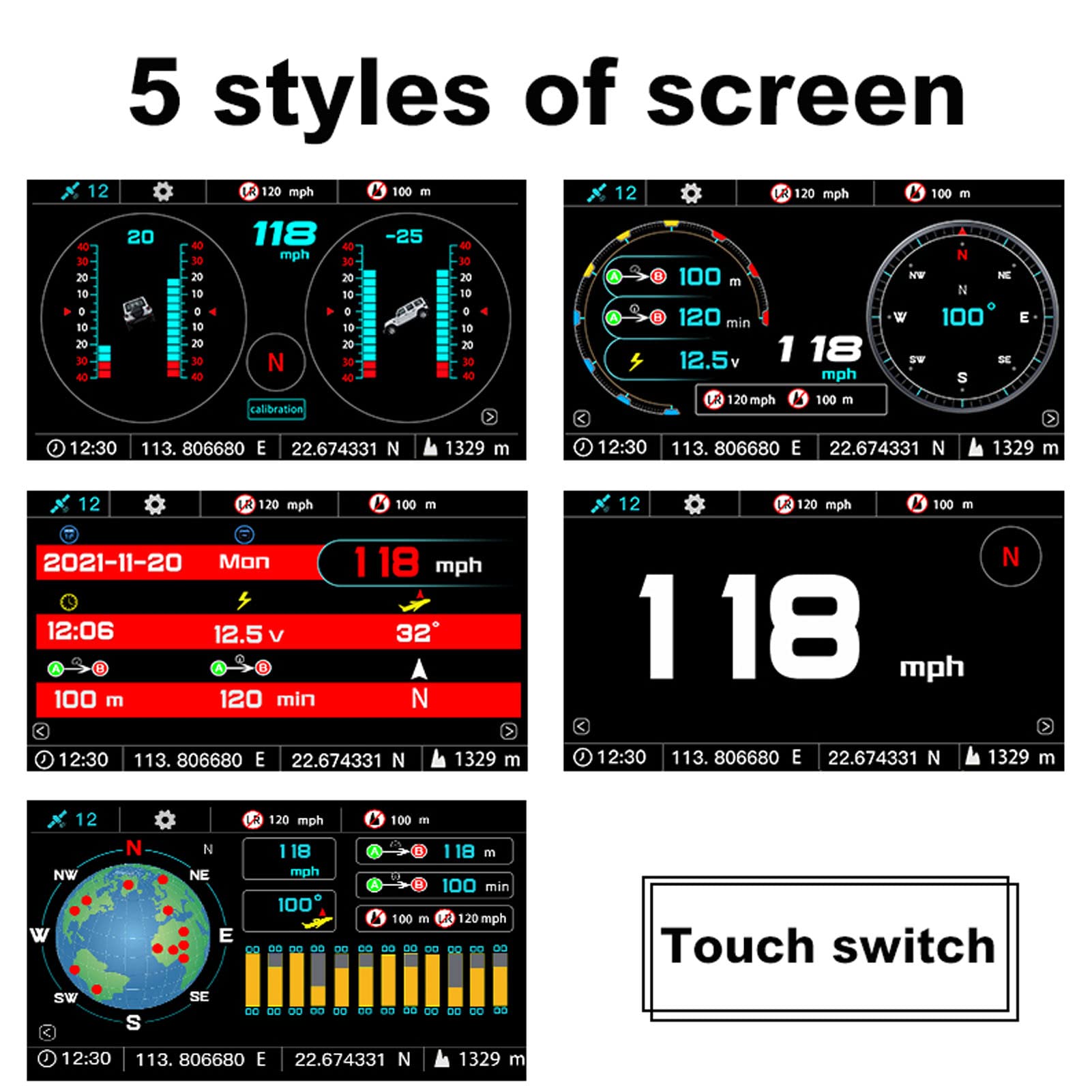 aqxreight Universal Car Wyświetlacz HUD Prędkość RPM Temperatura Napięcie Projektor na przednią szybę dla Pojazdów 10 30V Wielofunkcyjny Alarm Przekroczenia Prędkości