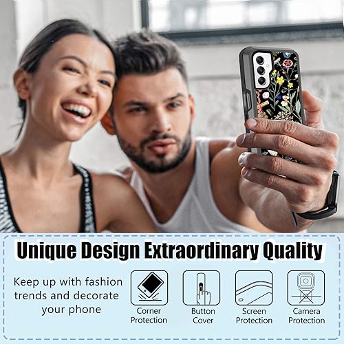 Miniatura 4 de OTTARTAKS Funda compatible con Samsung Galaxy A14 5G con protector de pantalla resistente a prueba de golpes bonita funda protectora floral para