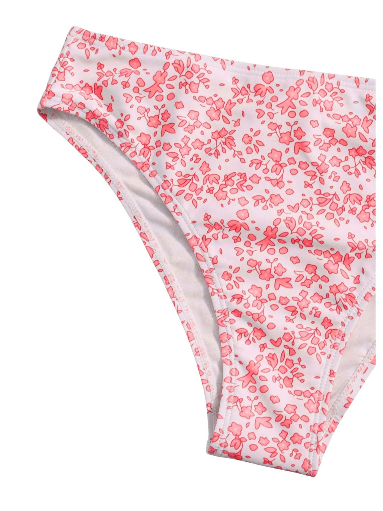 QJQ Costume da bagno da ragazza 2 pezzi Disty floreale anello collegato costume da bagno carino set bikini