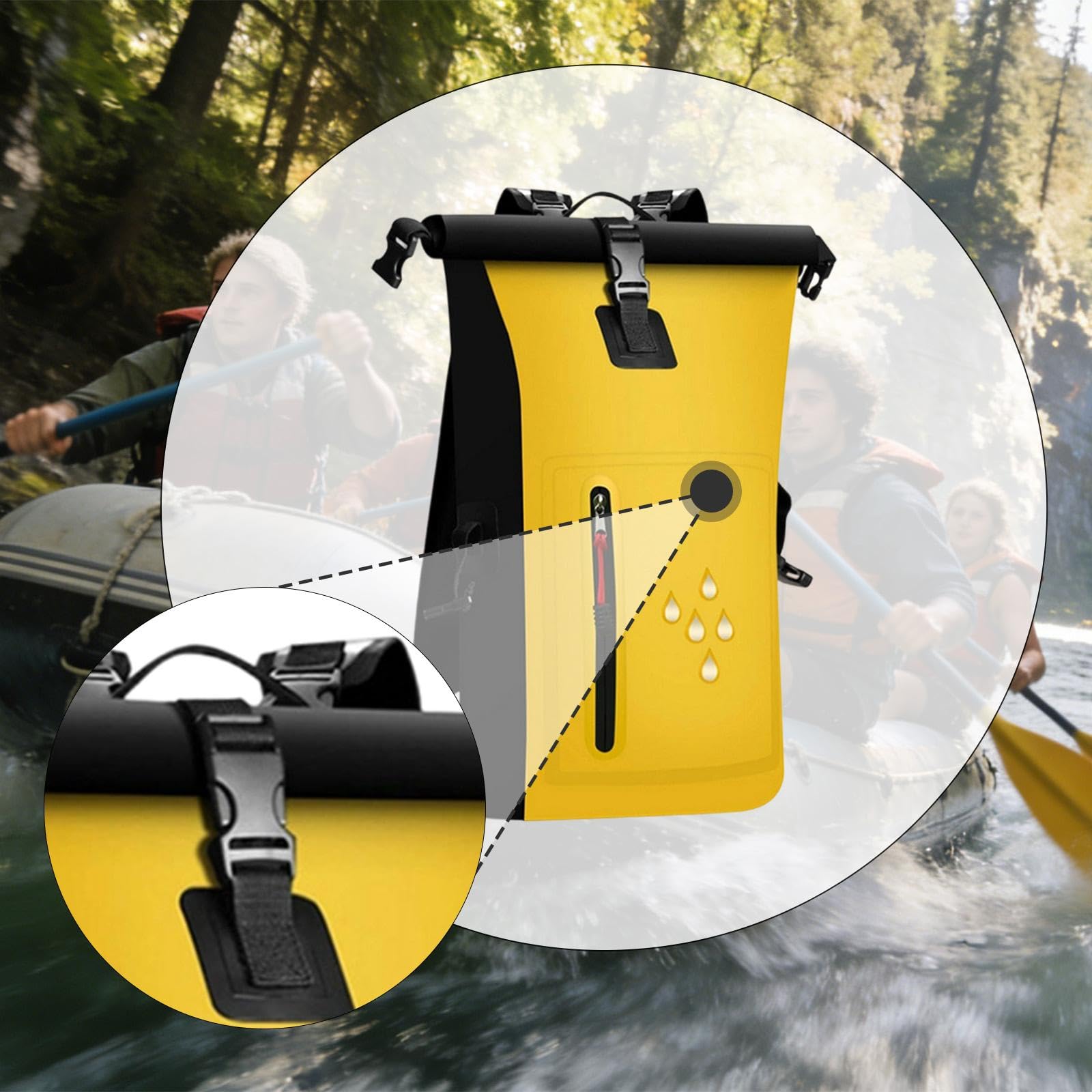Milageto Borsa stagna Impermeabile, Sacca stagna da 25 Litri, Borsa Galleggiante Resistente agli Strappi, Zaino Impermeabile per Kayak, Canoa, Campeggio