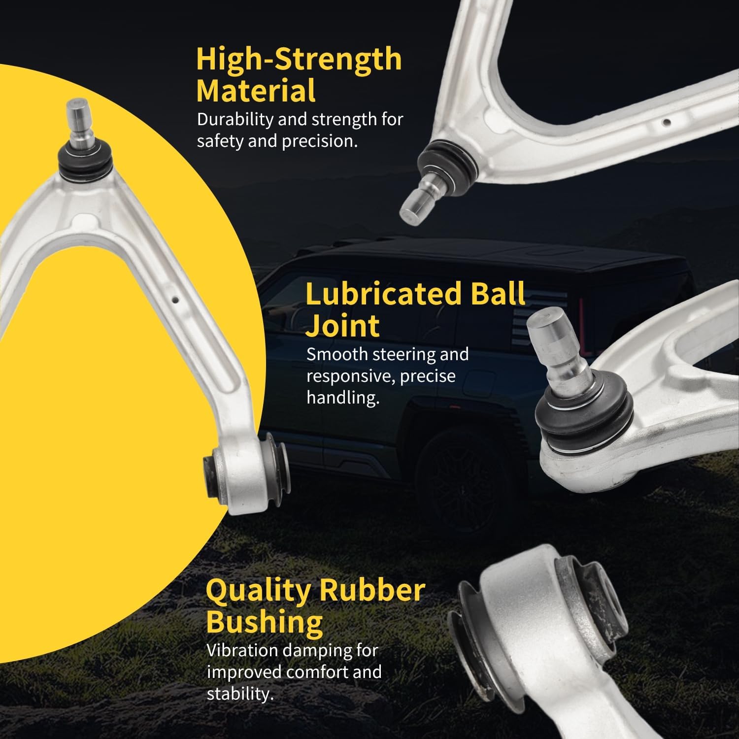 Front Upper Control Arm Fit for Hummer H3 2006 2007 2008 2009 2010, H3t 2009-2010 All Models - 2 PCS Suspension Kit K621675 K621676