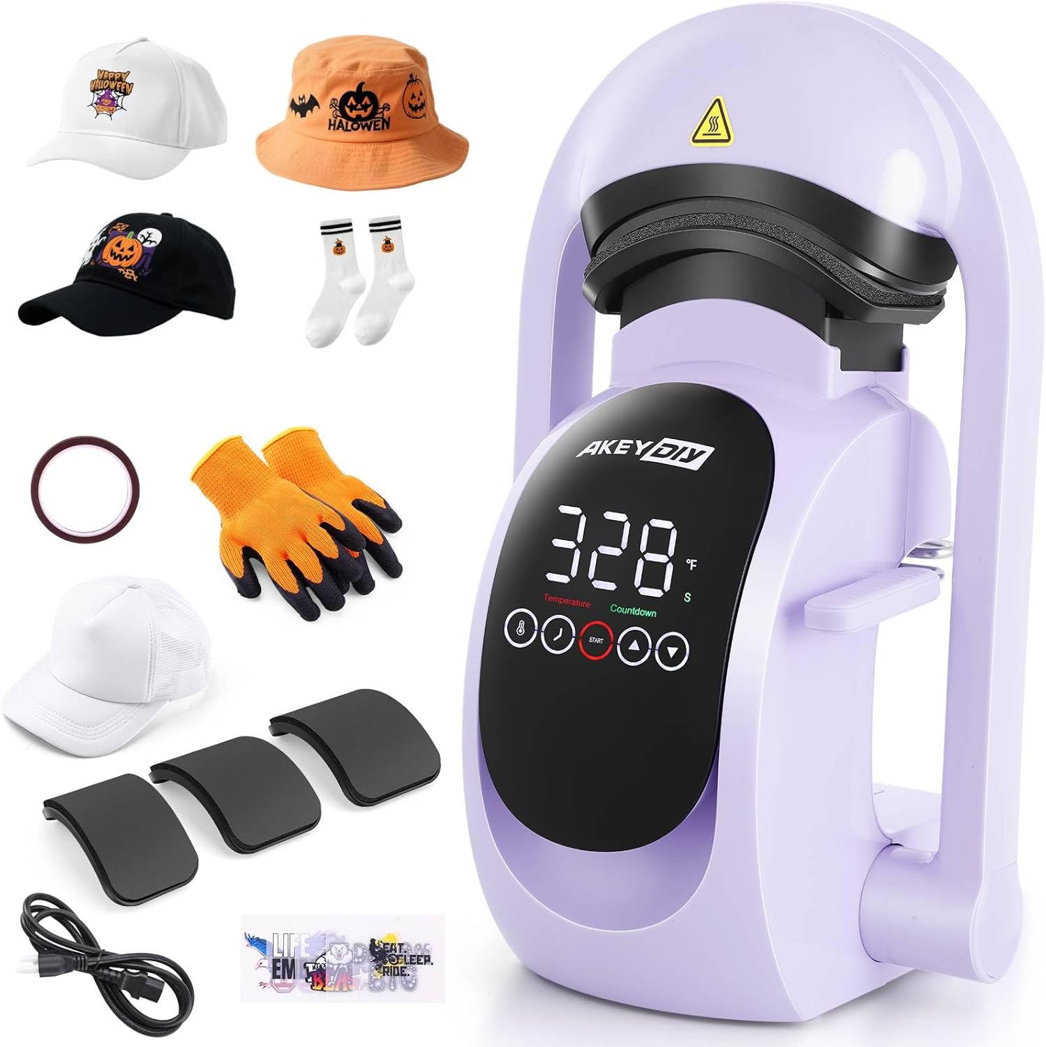 Prensa Térmica Automática 3 en 1 para Gorras AKEYDIY con Panel Táctil