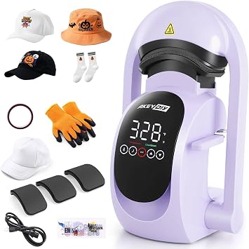 AKEYDIY 3-in-1 Auto Cap Heat Press Machine, Hat Heat Press with 3pcs Pads | Automatic Release&Press, Large Touchscreen Digital Control Panel, Replaceable Heating Pads, Heat Transfer Machine Sublimation
