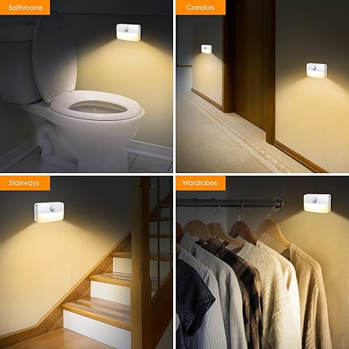 Miniatura 7 de Paquete de 2 luz nocturna con sensor de movimiento, luces adhesivas con sensor de movimiento para interiores, luces de cocina para debajo del