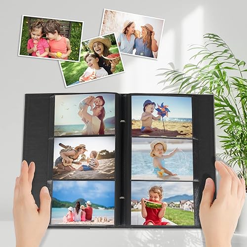 Miniatura 4 de Artmag Álbum de fotos de 4 x 6 pulgadas, 300 fotos, cubierta de cuero de gran capacidad, para bodas, álbumes de fotos familiares con capacidad para
