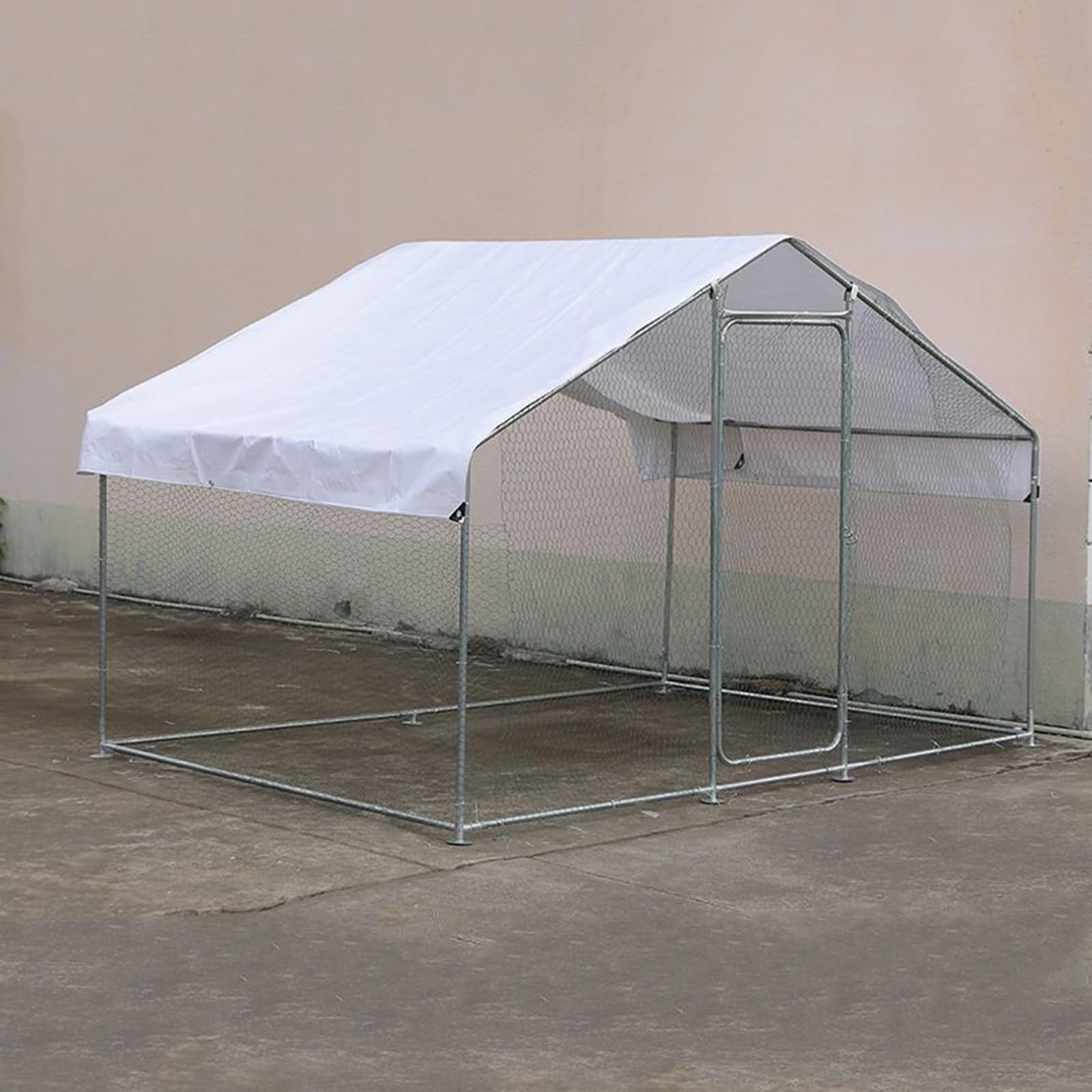 LOERSS Metal Chicken Coop Walk-in Poultry Cage Chicken Run Pen Dog Kennel Duck House,Large Metal Chicken Coop Poultry Habitat Supplies,Cage For Rabbits/Cats/Dogs