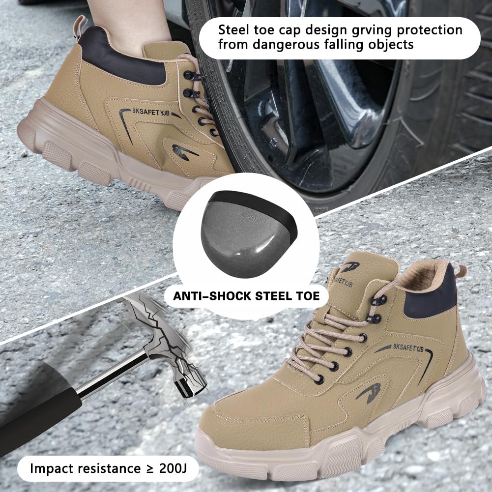 OFFCUP Chaussures de Sécurité Homme, Chaussures de Travail Embout Acier Montante, Bottes de Sécurité Antidérapant Respirant, Basket de Securite Légère Imperméables, Baskets Chantier Confortable