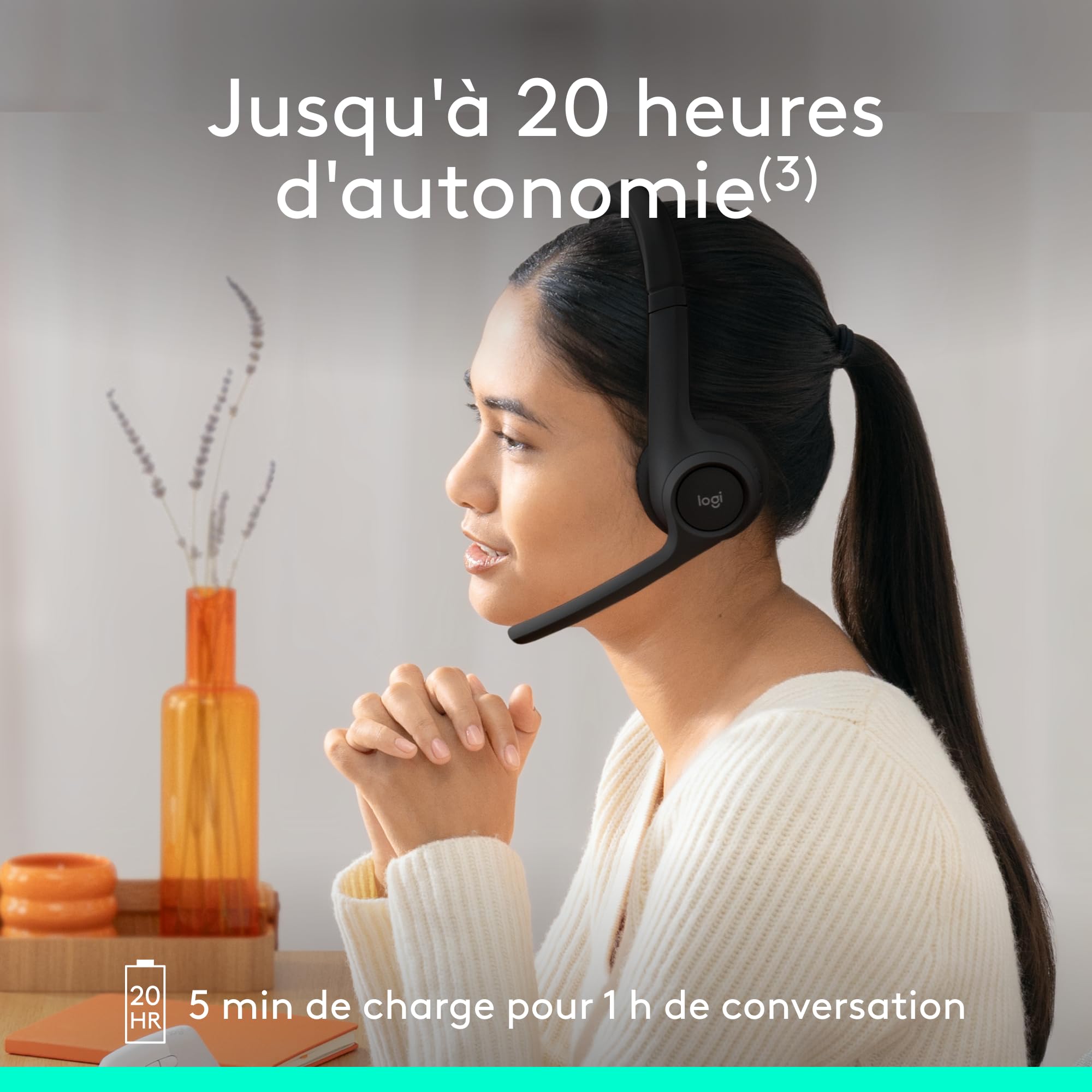 Logitech Zone 300 Casque Bluetooth sans Fil avec Microphone Anti-Parasite, Compatible avec Windows, Mac, Chrome, Linux, iOS, iPadOS, Android - Noir