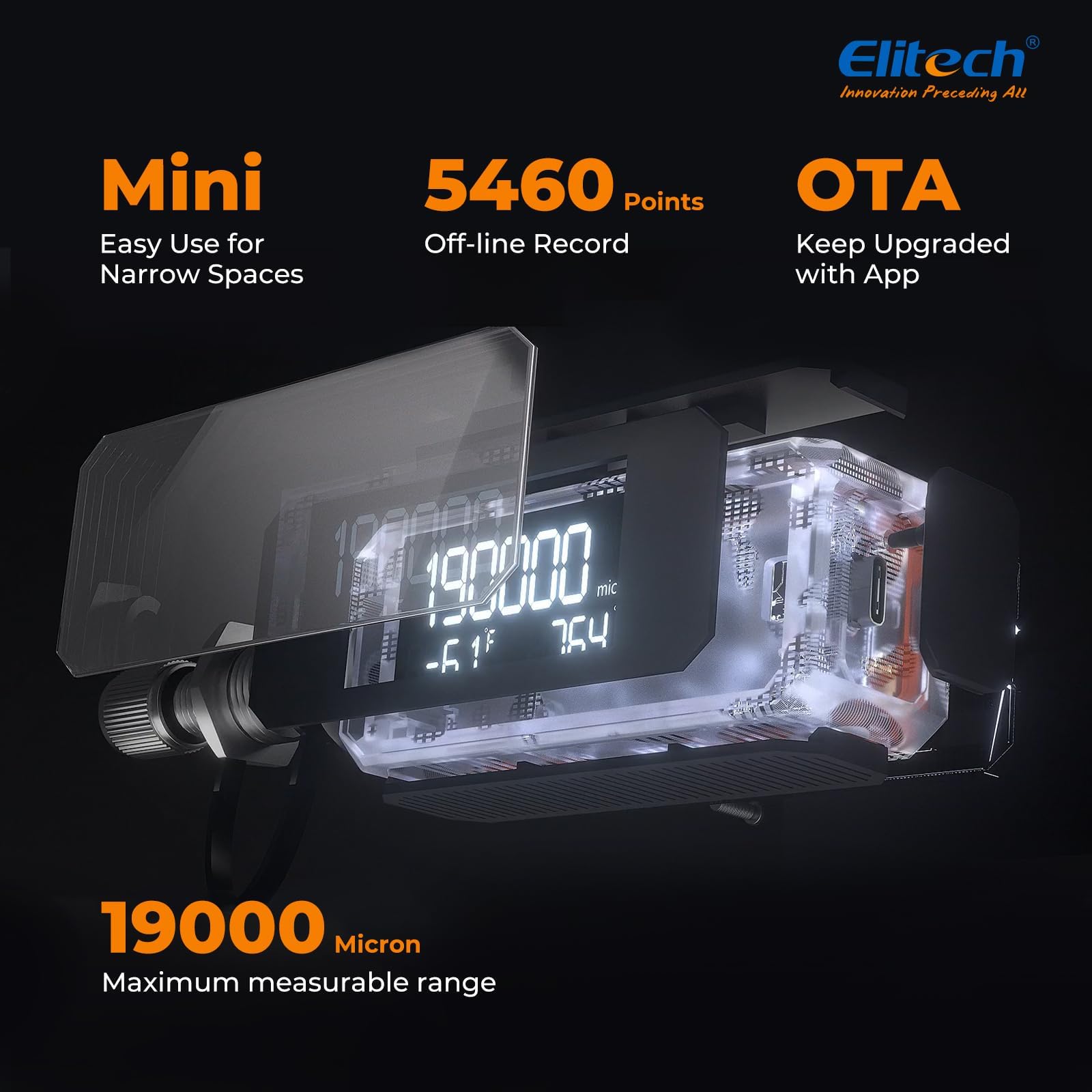 Manometro Digitale HVAC Elitech, Supporto App, Registrazione Offline con Generazione di Rapporti - Ideale per Aria Condizionata, Auto, Pompe di Calore.