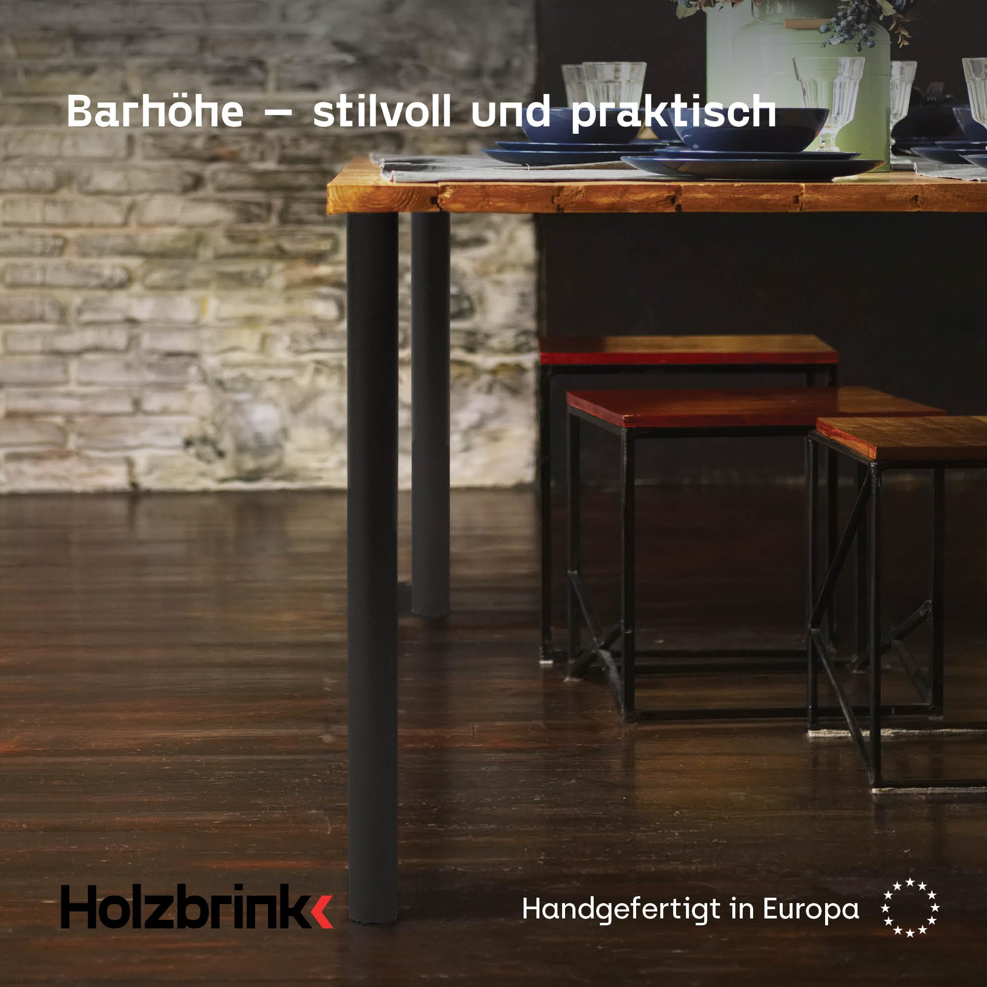 HOLZBRINK Tischbeine Metall Schwarz - Tischkufen für Esstisch & Schreibtisch - Stahl Tischgestell Industrial - Möbelbeine DIY für Couchtisch, Küchentisch & Arbeitstisch - Modell: HLT-14C