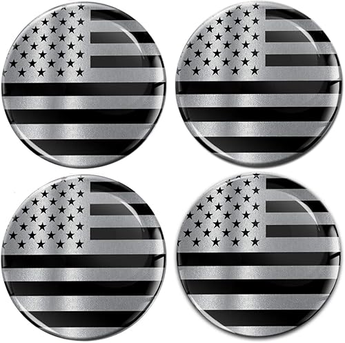 Miniatura 1 de Calcomanías 3D para llantas centrales de automóvil, 0.157 x 2.362 in, diseño 3D, bandera nacional de Estados Unidos, emblema plateado A 10960