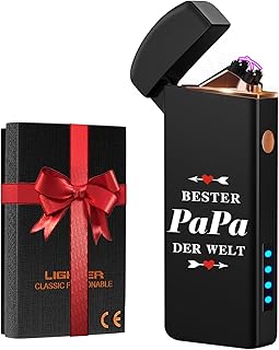 Coquimbo Vatertagsgeschenk für Papa Opa Feuerzeug Elektrisch, Geschenk Vatertag, Lichtbogen Feuerzeug Sturmfeuerzeug USB Aufladbar mit Batterieanzeige, Papa Geschenk zum Vatertag
