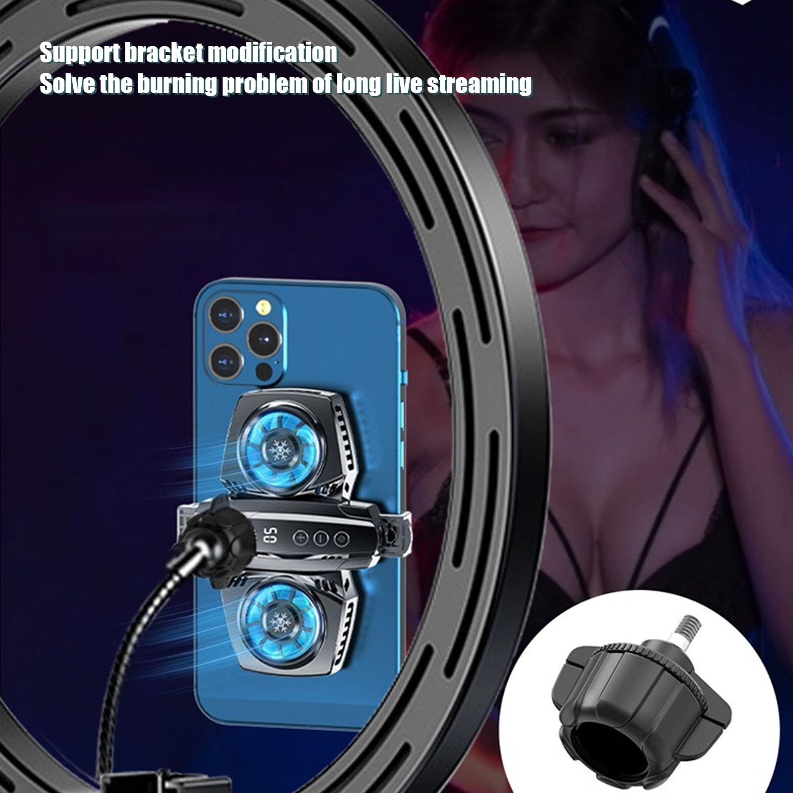 Gugxiom Refroidisseur de Téléphone, Ventilateur de Refroidissement pour Téléphone Portable avec Deux Turbines et Moteurs, Ventilateurs de Téléphone de Réfrigération à