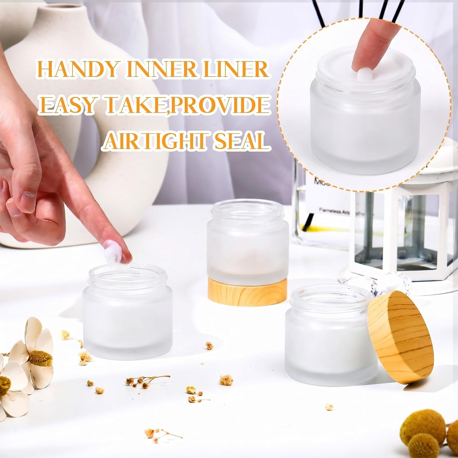 Layhit 24 Pcs 2oz/ 60ml Glass Jars with Lids, Frosted Containers