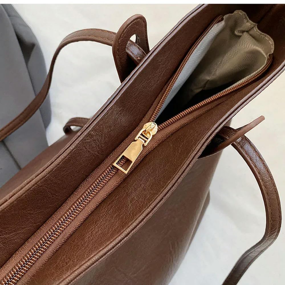ZBDZSW Bolso de Mano de Gran Capacidad para Mujer, Tendencia de Moda de Invierno, Bolsos de Hombro de Cuero, Bolso de Oficina Khaki