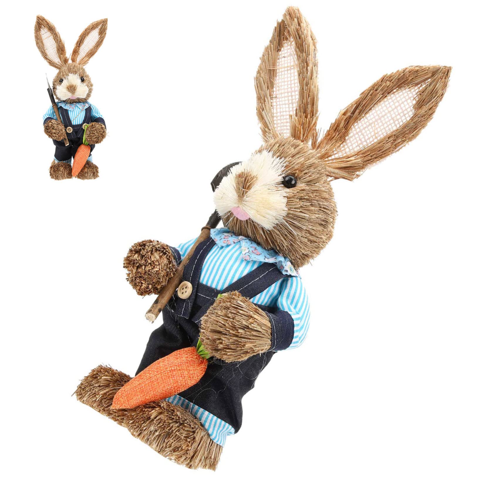 Alipis 2 Pz coniglio di paglia fatto a mano coniglio pasquale easter bunny decorazioni di coniglietti intrecciati statuine di coniglio primaverile decorazioni pasquali statue di conigli