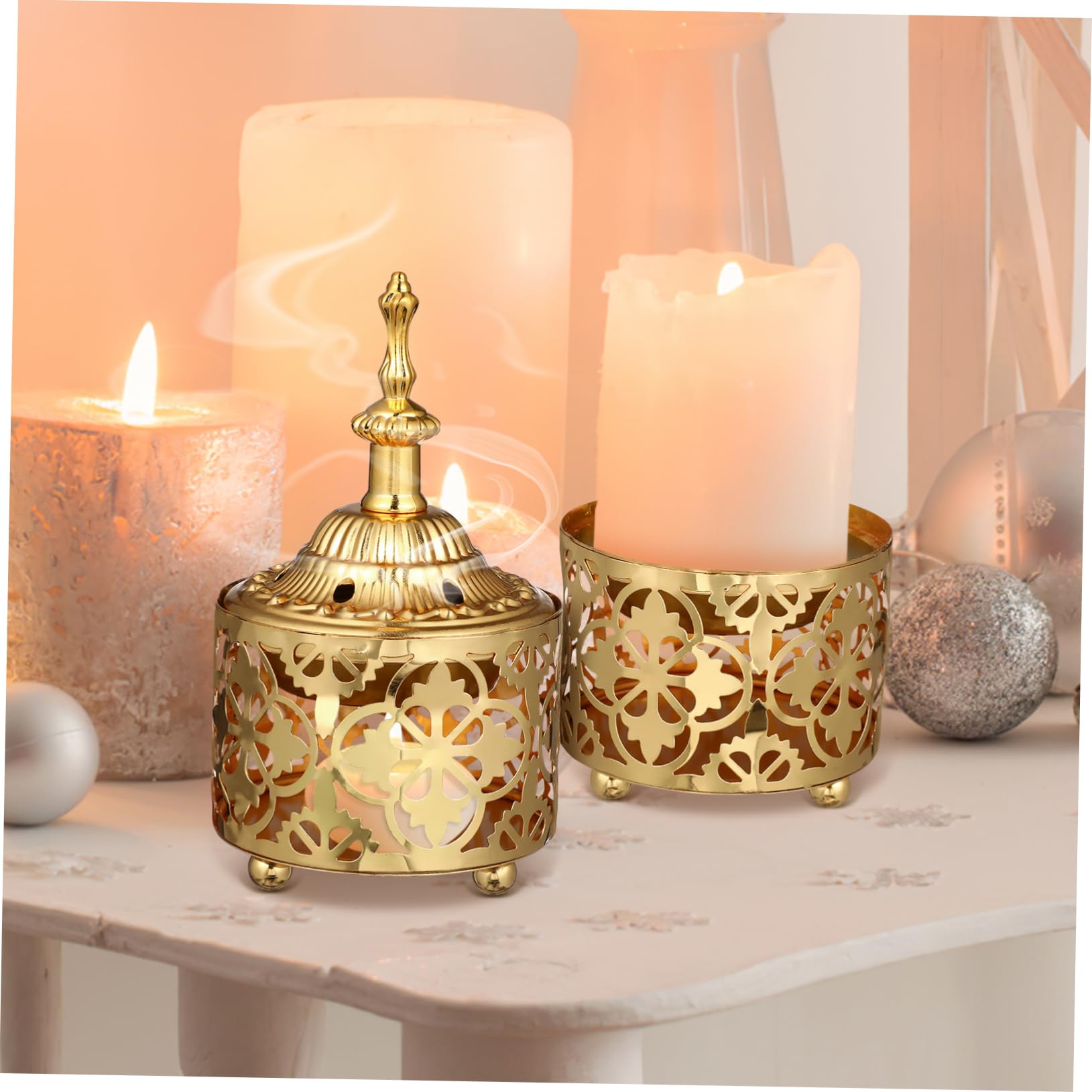 Abaodam Arabic Incense Burner Metal Vintage Incense Burner Burner Aroma Lamp Incense Holder- Iron Art Candlestick Decorative Candle Stand Home Scented Candle Stick