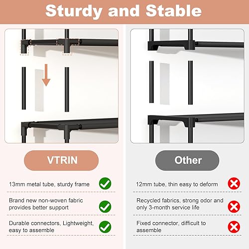 Miniatura 5 de VTRIN - Zapatero alto, organizador estrecho y vertical para armario o recibidor, 10 niveles, cubierta no tejida, contiene 20-22 pares de zapatos