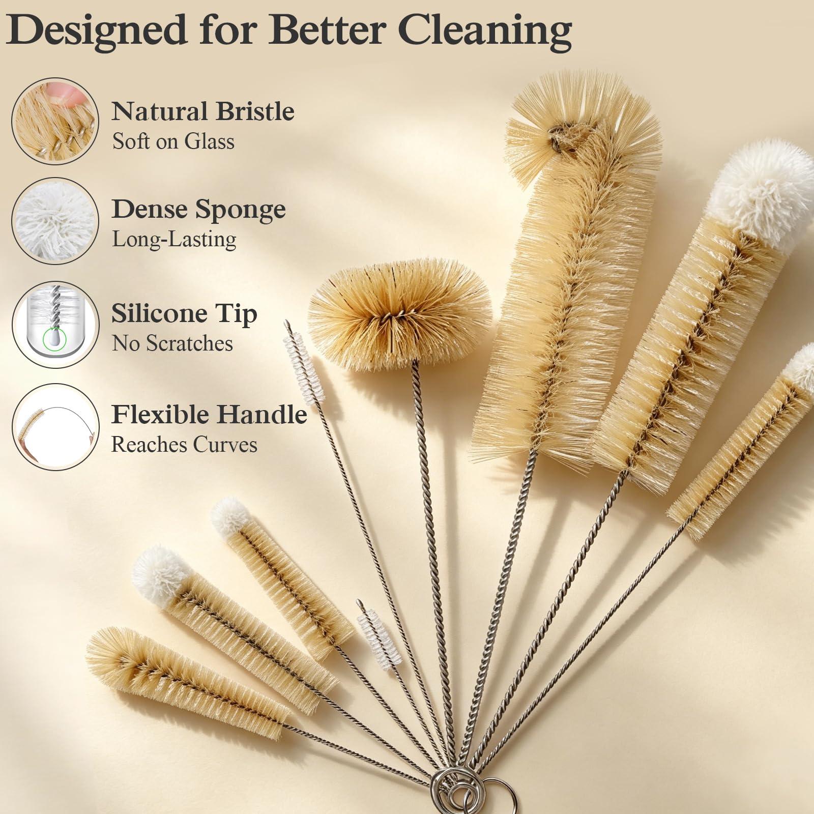 Bottle Brush Set - Clean Bottles & Straws -6
