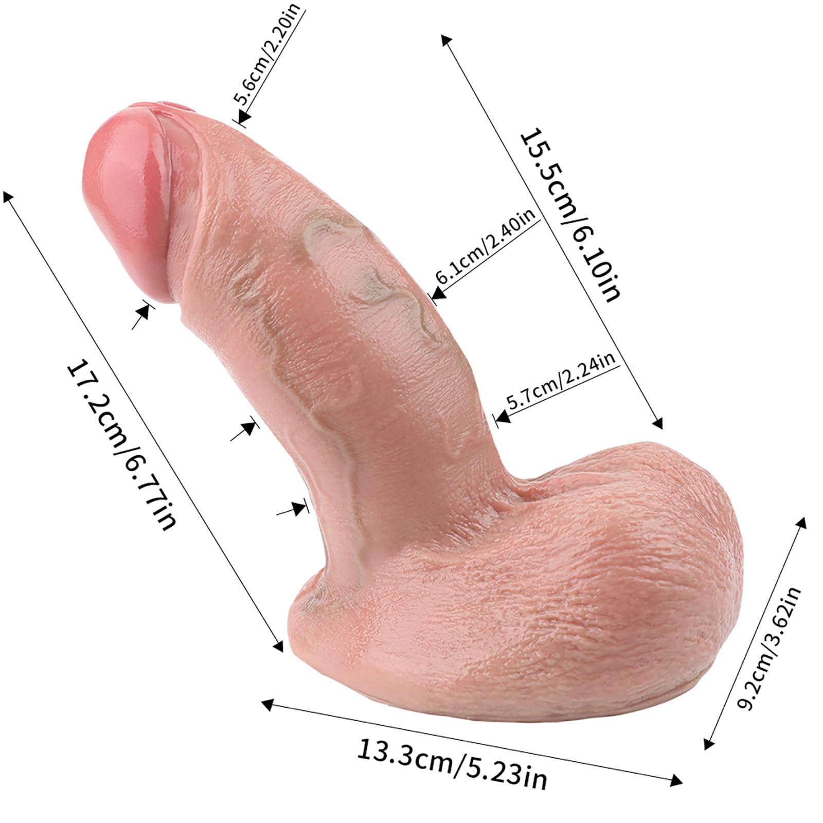 17.2 CM gebogener realistischer Dildo, dicker Analdildo aus flüssigem Silikon mit leistungsstarkem Saugnapf für freihändiges Sexspielzeug für Erwachsene für Frauen und Männer, Paare