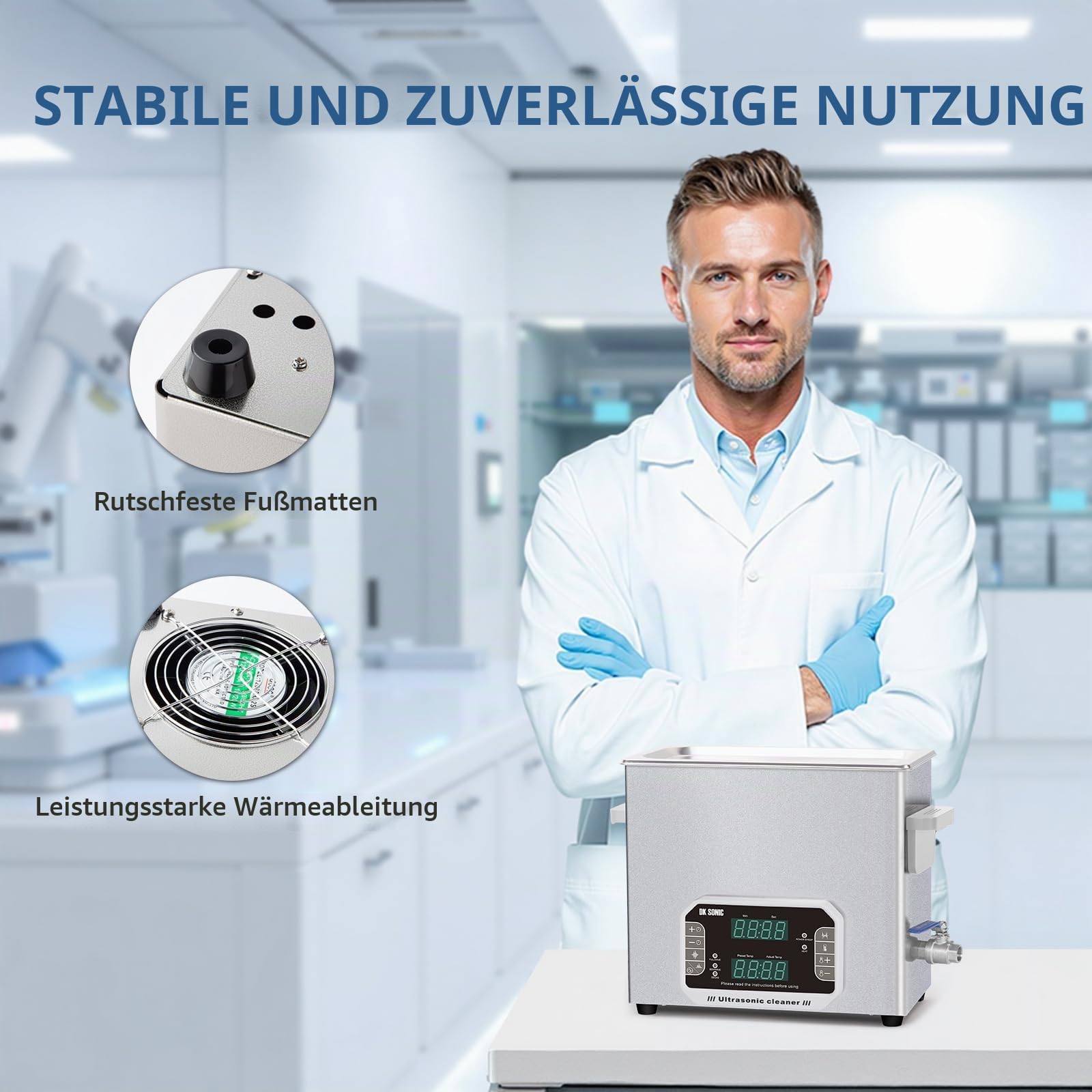 DK SONIC Ultraschallreiniger 6L, 180W Hochleistungs-Ultraschallreinigungsgerät mit Timer, Heizung und Touch-Steuerung, vielseitig einsetzbar für Motorradmotoren, Vergaser, Ketten (inkl. Korb)