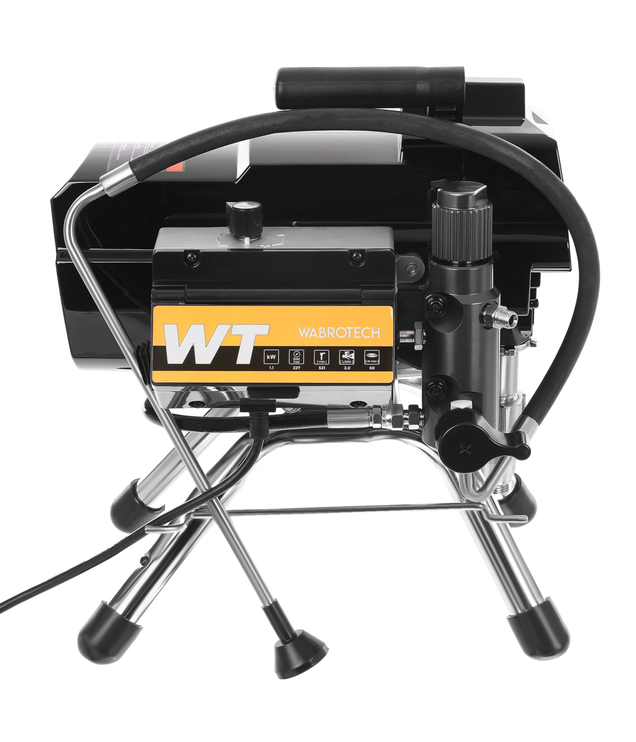 WT20i Farbsprühsystem Wandfarbe 1100 W - 210 Bar Hochdruck Airless Farbsprühgerät - Airless Spritzgerät 2 L/min - Farbspritzgerät 30000 m2/J - Lackierpistole mit Schlauch 15 m - 1/4"