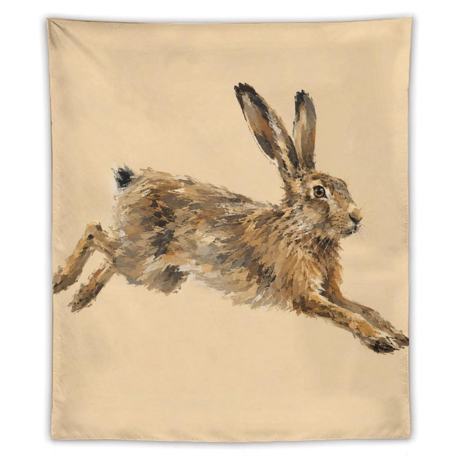 H3B8U2Y5 Leaping Hare Wall Tapestry, Watercolor, Wild Animal Study