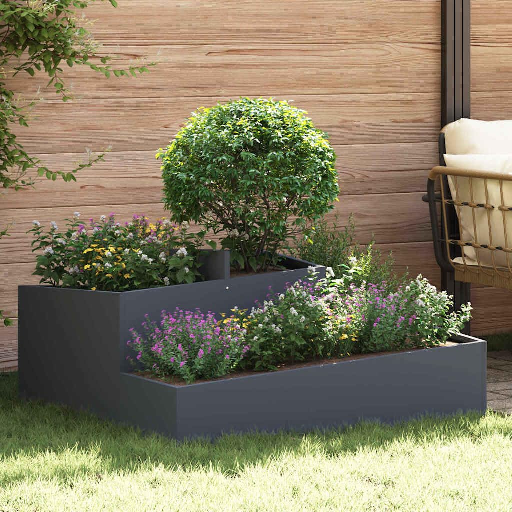 vidaXL Vaso da Giardino Antracite 100 x 100 x 50 cm, Fioriera in Metallo Moderna per Esterni, Decorativa, per Giardino e terrazza, Accessori per Patio, Stile Contemporaneo
