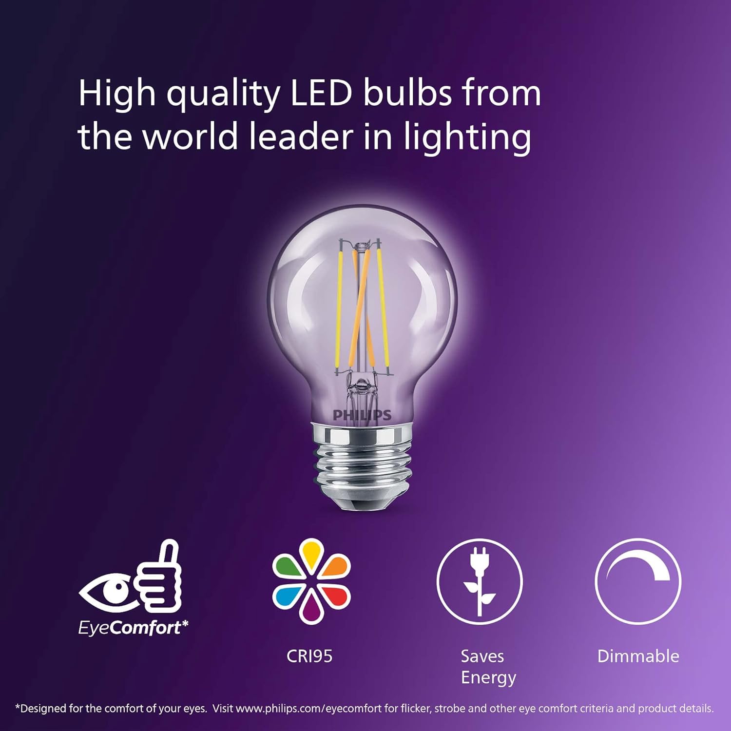 PHILIPS LED 60W G16.5 2-Pack Ultra Definition Soft White (2700K) 500 Lumen (5W = 60W) Dimmable Frosted Flicker-Free Light Bulbs