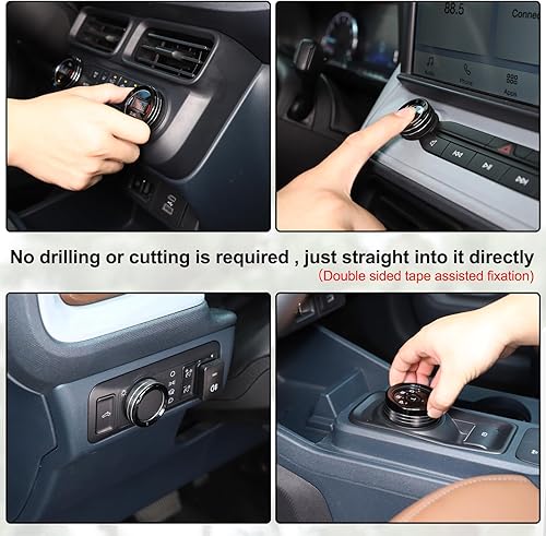 Vista 4 de Aunginsy Compatible con Ford Maverick 2022 2023 Consola central de automóvil de aluminio para aire acondicionado, perilla de volumen, botón